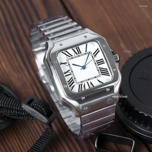 Наручительные часы DIY MOD Business Man Watches Square Automatic Mechanical NH35 Движение 316L из нержавеющей стали 38 -миллиметровое мель