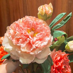 Decorative Flowers Super Real Artificial Peony Rose Faux Pink White Orange Purple Silk Bouquet Fake Home Wedding Decoration Indoor