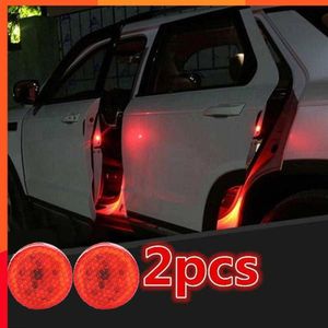 New 2 PCS Car Door Lights LED Car Opening Door Safety Warning Anti-collision Lights Red 3V Strobe Flashing Alarm Lights Universal