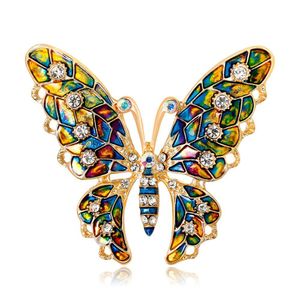 Pins Brooches Colorf Enamel Butterfly Brooch Gold Crystal Rhinestone Pins For Women Mens Wedding Bouquets Fashion Jewelry Will And Dh2Lt