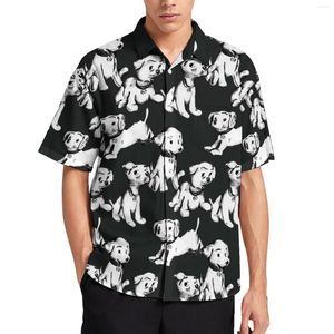 Camicie casual da uomo Happy Dog Camicia ampia Uomo Vacanze Divertenti cani bianchi Camicette oversize vintage a maniche corte stampate hawaiane