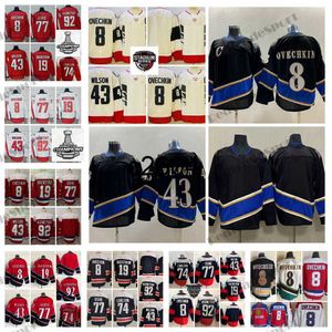 C2604 2023 Stadyum Serisi 8 Alex Ovechkin Hokey Forma Siyah Ters Retro 77 TJ Oshie 92 Evgeny Kuznetsov Nicklas Backstrom 43 Tom Wilson John Carlson Champions Je