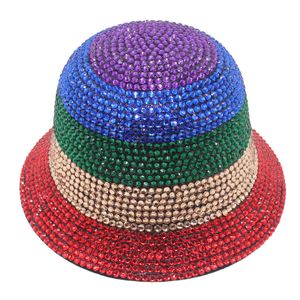 Chapéu de balde brilhante para brocas, chapéu feminino com strass, diamantes coloridos, cartola, festa de casamento, chapéu de pescador gorro