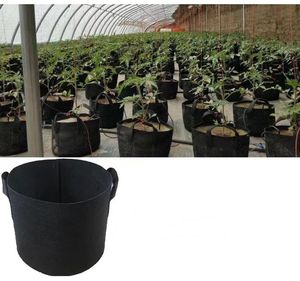 Sacos de cultivo de jardim pretos para vasos de flores Saco de plantio Vaso de mudas com alças Tecido não tecido Vasos de berçário reutilizáveis práticos