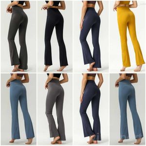 Mini calça larga para yoga feminina de alta elasticidade com fundo de sino para exercícios femininos cintura alta calça larga larga para ioga