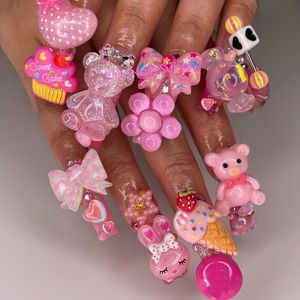 Dekoracje gwóźdź artystyczne 3D Charms kawaii cartoon cat dhinestones klejnoty brokatowy akryl biżuterii manicure Dekoracja akcesoria 230606