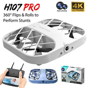 Drone Uav H107 Inteligente Wifi FPV Drones com Câmera HD 4K Controle Remoto Helicóptero Plane Pocket Quadcopter Presente de Natal para Meninos 230605