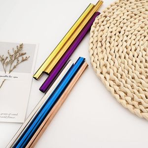 Drinking Straws 304 Stainless Steel Angled Tips Reusable Smoothie 12mm Wide Boba Party Bar Metal Straw For Bubble Tea Set