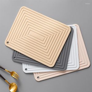 Table Mats 1 Piece Silicone Durable Square Thick Insulation Pad Length 29Cm Non Slip Mat Tableware Drying Drain