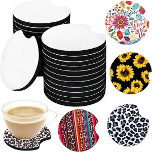 Sublimation Blanks Neoprene Car Coasters Pads Drink Cup Holder Coasters Cups Mugs Mat Contrast Home Decor Accessories