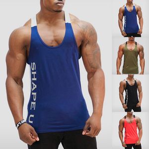 Summer Gym Tank Top Men Cotton Clothing Bodybuilding ärmlös skjorta Fitness Vest Muscle Singlets Workout Tank Slim Fit