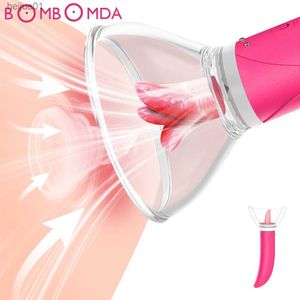 Pompa per leccare la lingua Vibratori Giocattoli del sesso per le donne Vagina Capezzolo Massaggio al seno Vibratori per clitoride Vibratore per punto G Dildo Dual Head L230518