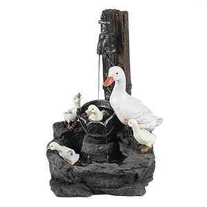 Decorazioni da Giardino Due Stili Duck Solar Power Resin Fountain Design con Led Patio Decorazione Outdoor Scultura Giardinaggio Regali