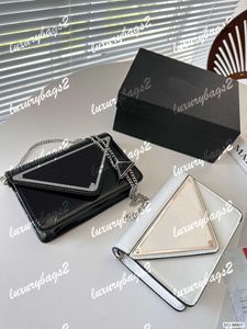 Spazzolato Mini Borse Chain Bags Designer Triangle Shoulder Bag Designers Handbag Crossbody Luxurys Bags 17cm Black White Women Purse