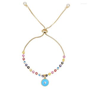 Länkarmband zhini personlighet design guld färg justerbara kedje armband för kvinnor etniska färgglada ögonhänge armband smycken gåva