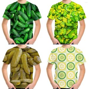 Herr t shirts sommar mode super äkta mat grönsak gurka 3d tryck t-shirt pojke tecknad cool casual kort ärm topp