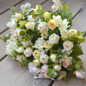 Decorative Flowers Spring Color 5 Branches Rose Combination Bouquet Artificial Fake Flores Home Deco Garden Party Wedding El Po Props