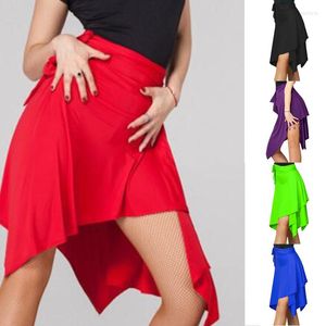 Stage Wear JUSTSAIYAN Ladies Pure Color Latin Skirt Adult Lace-Up Free Size Irregular Dance Women's Practice