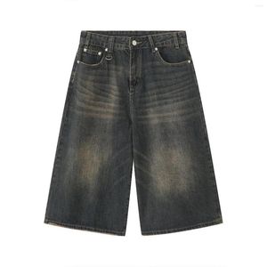 Mäns jeans firranch 2023 blå baggy jorts för män kvinnor överdimensionerade mid-långa shorts nionde denim pants streetwear 776