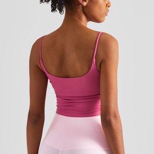 Yoga Outfit Solid Color Suspender Pleats Women Fitness Bra Tights Sexy Yoga Vest Gym Sports Top Tank Female Push Beauty Back With Chest Pad 230605