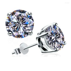 Stud Earrings Test Positive 2Ct/each D Moissanite Diamond Female 18K White Gold Engagement Jewelry For Women