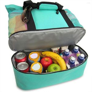 Geschirr-Sets, tragbare Kühltasche, Eisbeutel, Lunchbox, Isolierpaket, isoliert, Thermo-Picknick, Sandstrand, Taschen, Beutel für Frauen