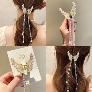 Hair Clips Barrettes 1PC Pearl Tassel Butterfly Claw Vintage Long Pendant Crab Barrette Headband Hairpin Elegant Accessories 230605