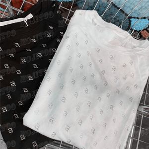 Rhinestone Letter T Shirts Tops Women Sunscreen Shirt Thin Breathable Tee Top Oversize Loose Pullover