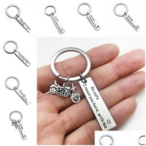 Key Rings Stainless Steel Drive Safe Keychain Tag Love I Need You Keyring Bag Hangs Driving Women Mens Fashion Jewelry Will And Sand Dhcre