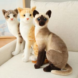 25CM Cute Simulation Cats Plush Toys Stuffed Animal Siamese Cat Doll for Children Kids Real life Toy Home Decor Christmas Birthday Gift