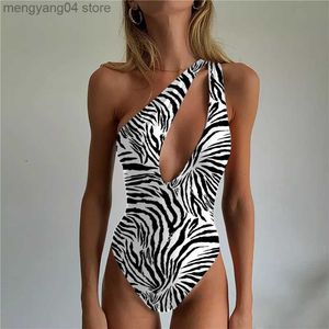 Costumi da bagno donna 2022 Costume da bagno intero donna Zebra Monospalla Costumi da bagno donna Sexy Monokini Costumi da bagno Costumi da bagno Costumi da bagno Costume da bagno T230606