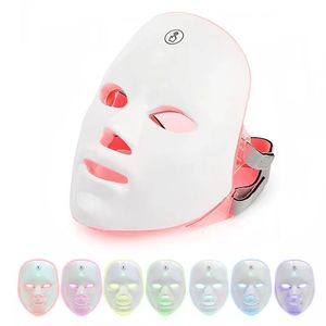 Steamer 7 Colors LED Mask Pon Therapy Skin Rejuvenation Anti Acne Wrinkle Removal Skin Care Mask Skin Brightening USB Charge 230605