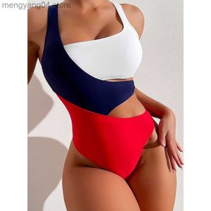 Kvinnors badkläder Sexig One Piece Swimsuit Cut Out Monokini Mönster Patchwork Women's Swimwear Slimming Bodysuit Push Up Women Beachwear 2023 T230606