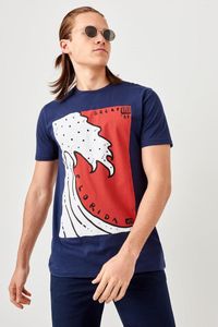 Męskie koszulki Trendyol granatowy bawełniany t-shirt tmnss19tx0069