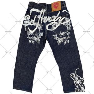 Herren Jeans Y2K Gothic Rock American Anime Hohe Taille Männer Street Trend Hip Hop Gerade Bein Breite Hosen 230606