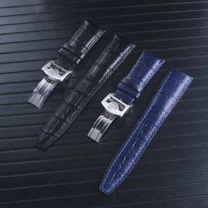 Männer Leder Uhrenarmbänder 22mm Schwarz Blau Echtes Leder Uhrenarmbänder Für IWC Pilot Armband Armband3170