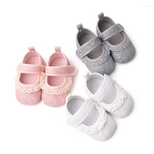 Sapatos First Walkers para bebês meninas antiderrapantes sola macia menininha infantil renda princesa nascido
