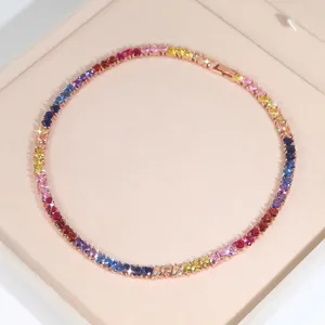 Rose Gold Kolor Rainbow Kolor letnie sprzedaż biżuterii w kształcie serca łańcuch tenisowy Choker Naszyjnik