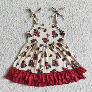 Vestidos de menina verão vestido giratório infantil sem mangas melancia morango flor babados roupas por atacado roupas infantis roupas infantis