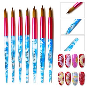 Pennelli per unghie Nails Art Pen Penne per intaglio in acrilico Pennello per smalto gel Kolinsky Blue Sea Wave Visone Capelli Testa tonda Strumenti per matite per manicure 230606