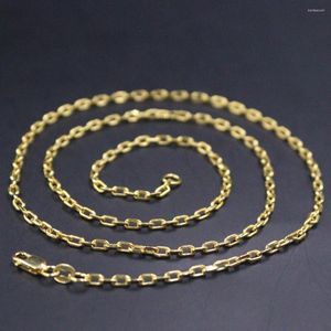 Chains Real 18K Yellow Gold Chain For Women 2mm Cable Link Necklace 50cm/20inch Stamp Au750 4-4.1g