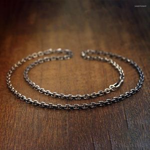 Chains Pure Solid 925 Sterling Silver Rolo Link Necklace Classic Round Chain Thai Jewellery For Men Male Women