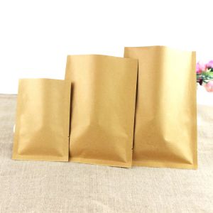 100pcs Otwarte uszczelnienie próżniowe Kraft Brown papierowy pakiet papierowe torby z uszczelnieniem worki do pakowania worka do przechowywania żywności torebki torebki klasyczne