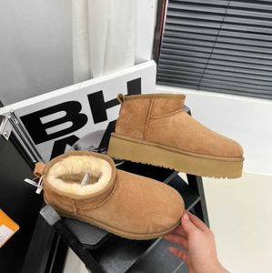 Botas Ultra Mini Bota Plataforma Designer Mulher Inverno Tornozelo Austrália Neve Fundo Grosso Couro Real Botas Fofas Quentes Com Pele Sapatos uggitys 752ess