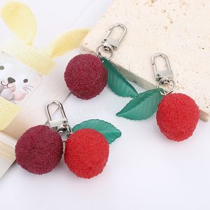 2024 Creative Cartoon Simulated Red Bayberry Model Geometric Keychain for Women Girls Fruit Series Car Bag Accessories Key Ring