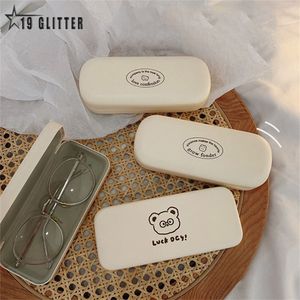 Sunglasses Cases Cute Cartoon Print PU Portable Imitation Pressed Myopia Glasses Case Anti Blue Light Eyeglass Storage Box Eyeswear Accessories 230605