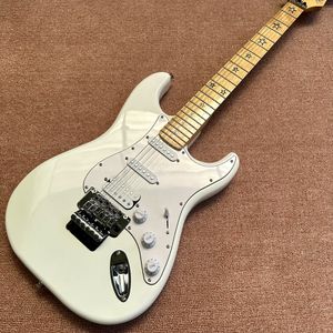 Anpassad butik, White St Electric Guitar Floyd Vibrato System, Single Single Pickup, Maple Fingleboard High Quality, GRATIS frakt