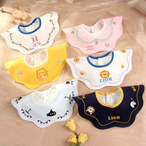 Bibs Burp Cloths New cotton waterproof embroidery heart shaped white Saliva towel scarf baby fashion fake collar bib accessories G220605