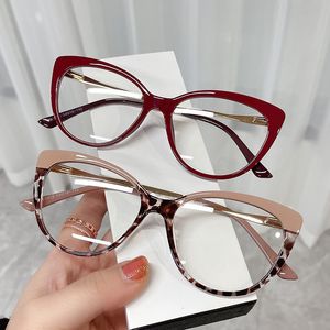 Güneş gözlükleri çerçeveler berrak kedi gözlükleri kadın moda retro marka optik gözlükler kadın vintage anti mavi ışık metal bacaklar gösteri 230605