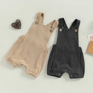 Jumpsuits Newborn Summer Clothing Baby Girl Boy Casual Jumpsuit Solid Sleeveless Hanging Shorts G220606